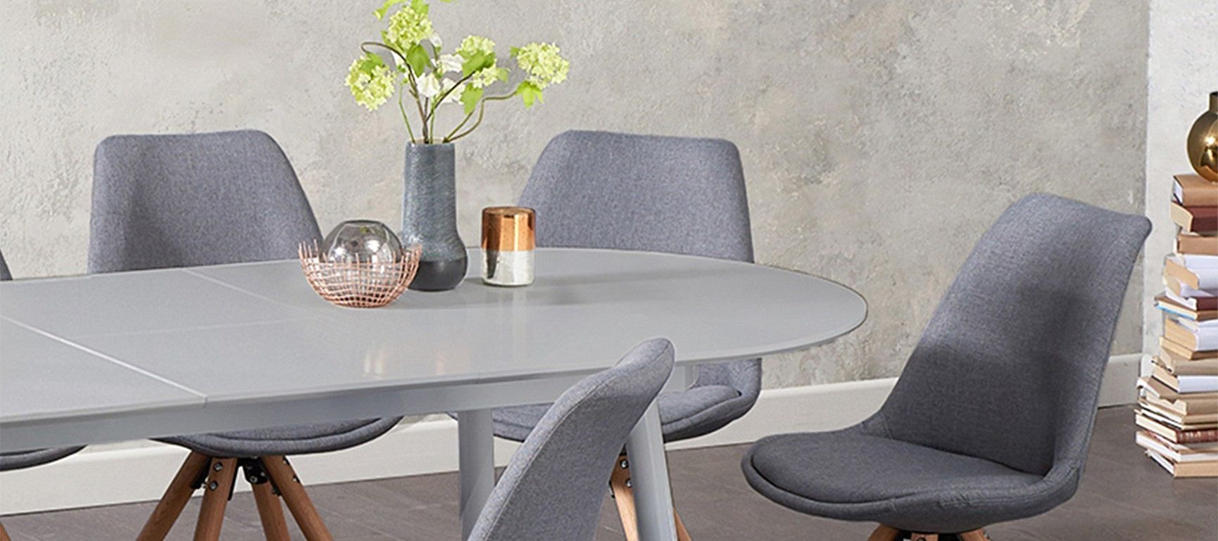 Fashionable Glossy Gray Dining Tables With Olivia Extending Light Grey High Gloss Dining Table With (View 13 of 20)