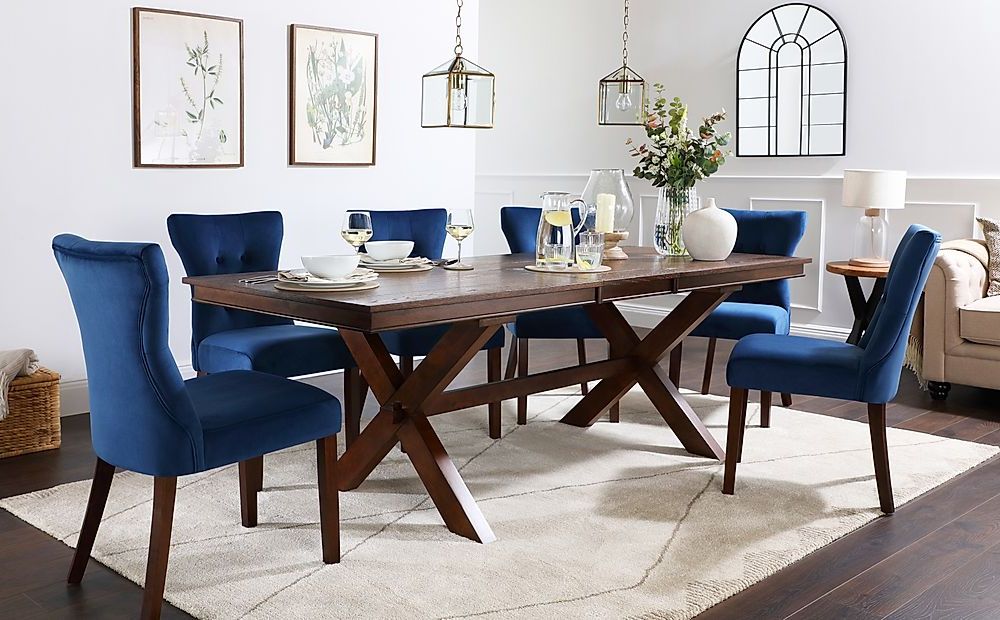Favorite Dark Hazelnut Dining Tables For Grange Dark Wood Extending Dining Table With 8 Bewley Blue (View 16 of 20)