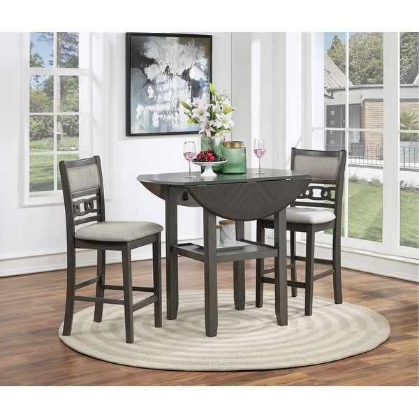 Favorite Gray Drop Leaf Tables For Gia 42" Counter Drop Leaf Table W/2 Chairs Gray – On Sale (View 12 of 20)