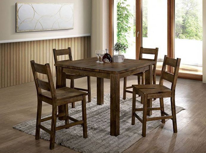 Favorite Rustic Honey Dining Tables Pertaining To Kristen Rustic Oak Counter Height Dining Table (View 10 of 20)