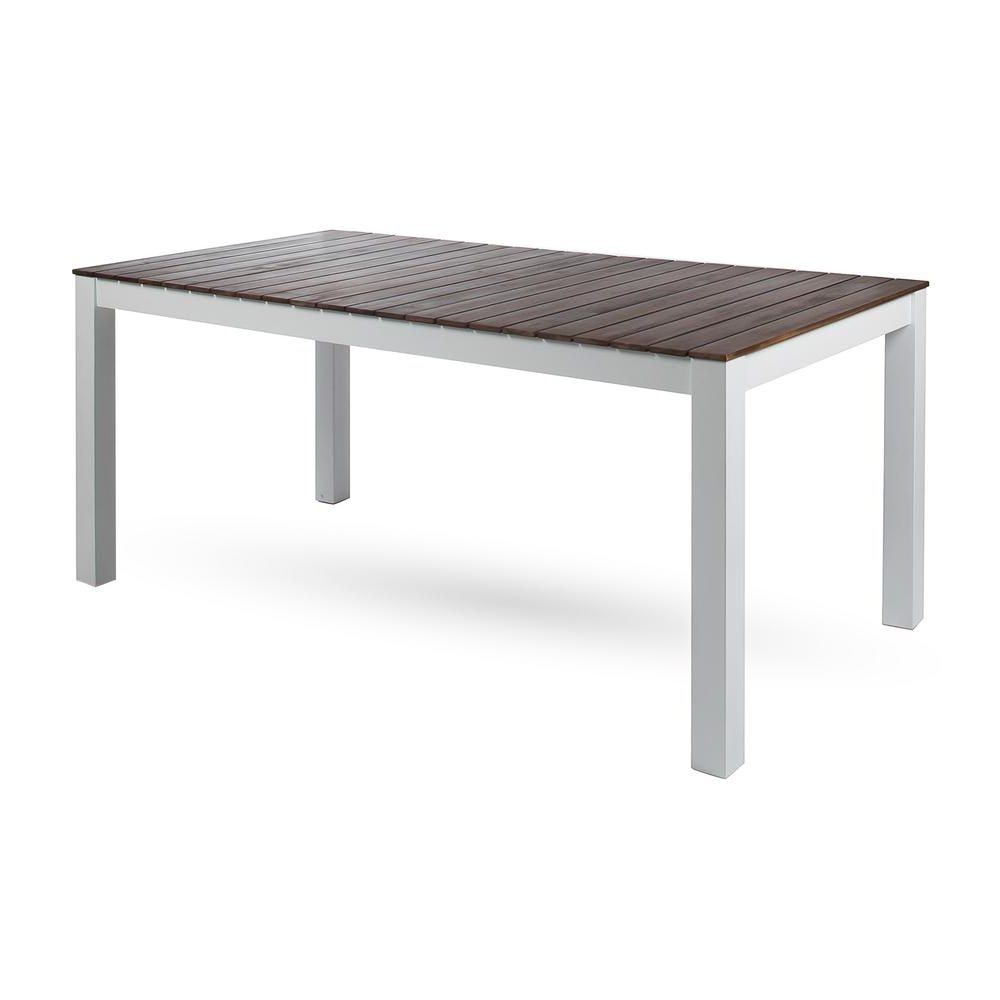 Favorite White Rectangular Dining Tables Intended For Noble House Jillian Pu White Rectangular Wood Outdoor (View 18 of 20)