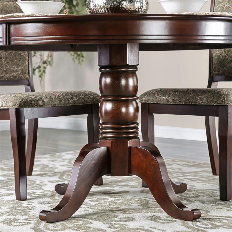 Furniture Of America Lucille Wood Round Pedestal Dining Regarding Popular Reclaimed Teak And Cast Iron Round Dining Tables (View 2 of 20)