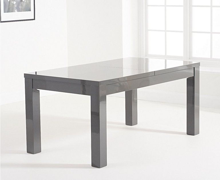 Glossy Gray Dining Tables Regarding Most Up To Date Atlanta 160cm Extending Dark Grey High Gloss Dining Table (View 11 of 20)