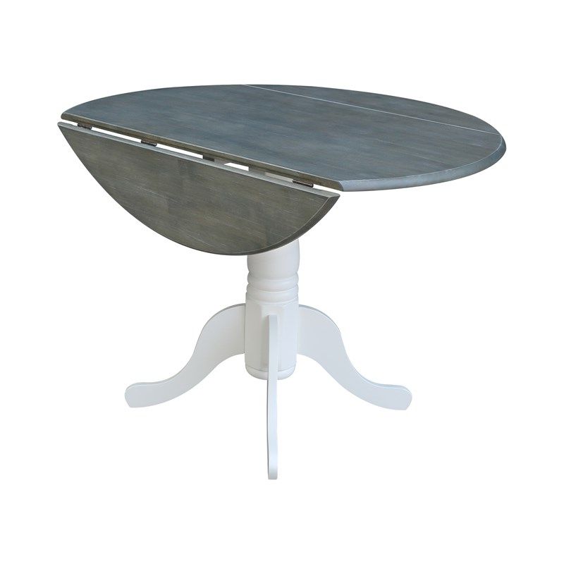 Gray Drop Leaf Tables Pertaining To Well Known 42" Round Solid Wood Gray Drop Leaf Table – T05 42dp (View 6 of 20)