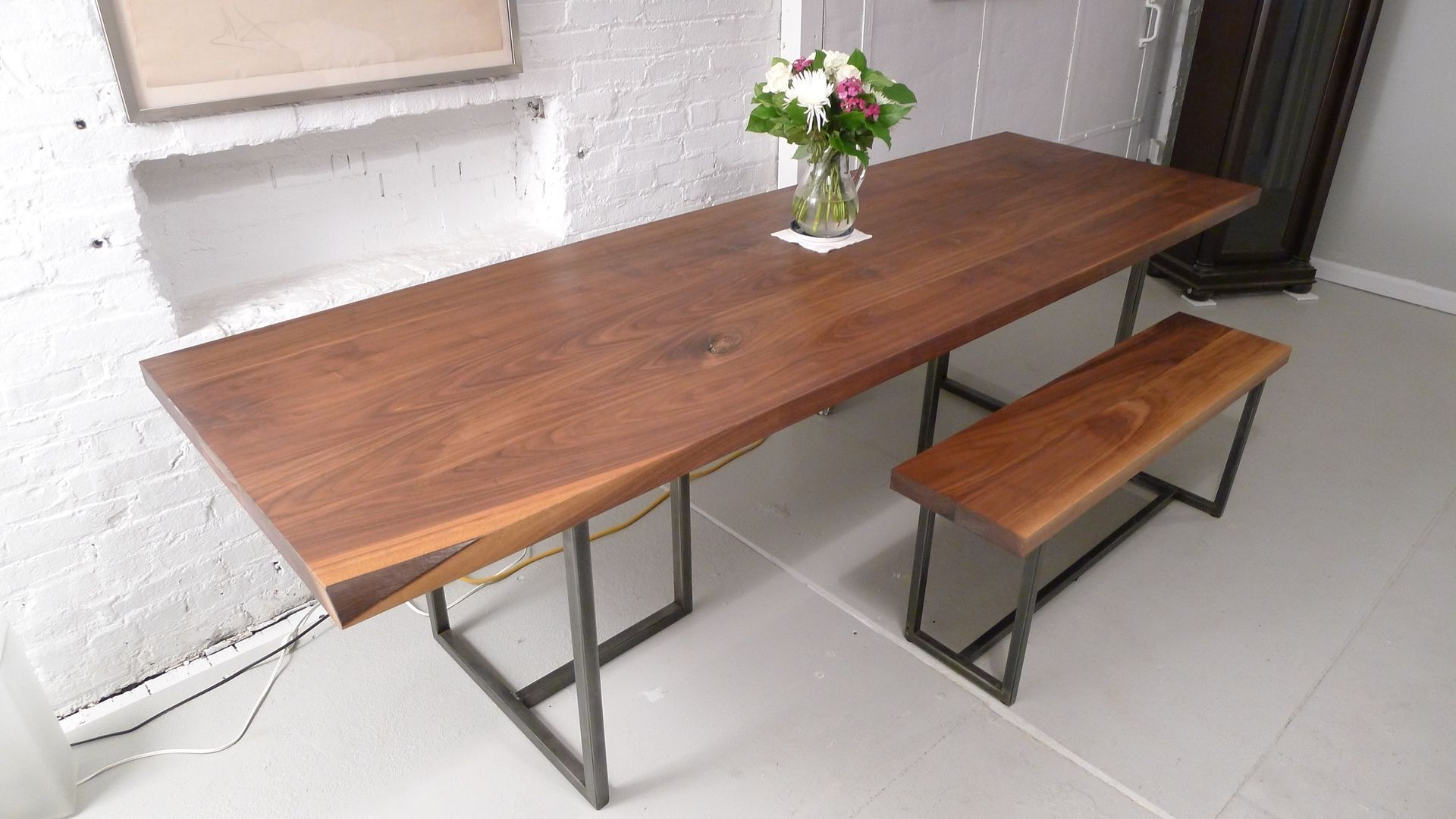 Handmade Walnut Dining Tableharvest Home Steel Inside Most Recently Released Walnut And White Dining Tables (Gallery 19 of 20)