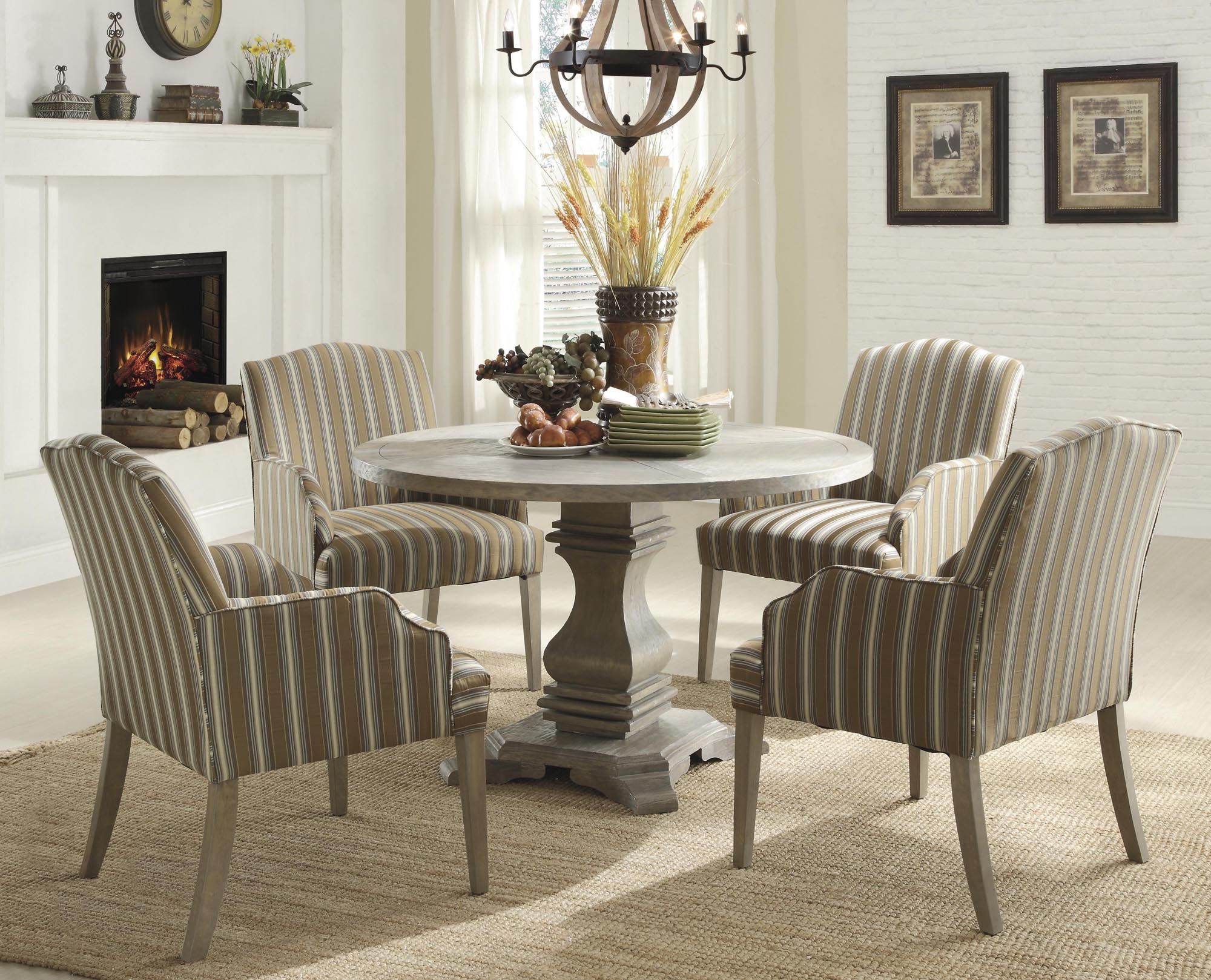 Homelegance Euro Casual 5pc Dining Table Set In Light Throughout Favorite Light Brown Round Dining Tables (View 18 of 20)