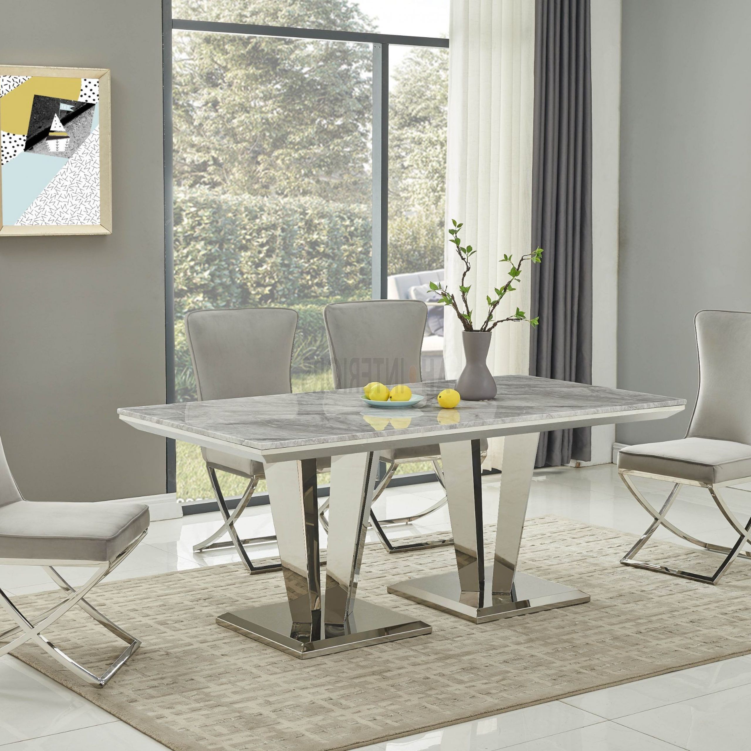Kingston Grey Marble Top Dining Table With Aries Dining For Well Known Gray Dining Tables (View 1 of 20)