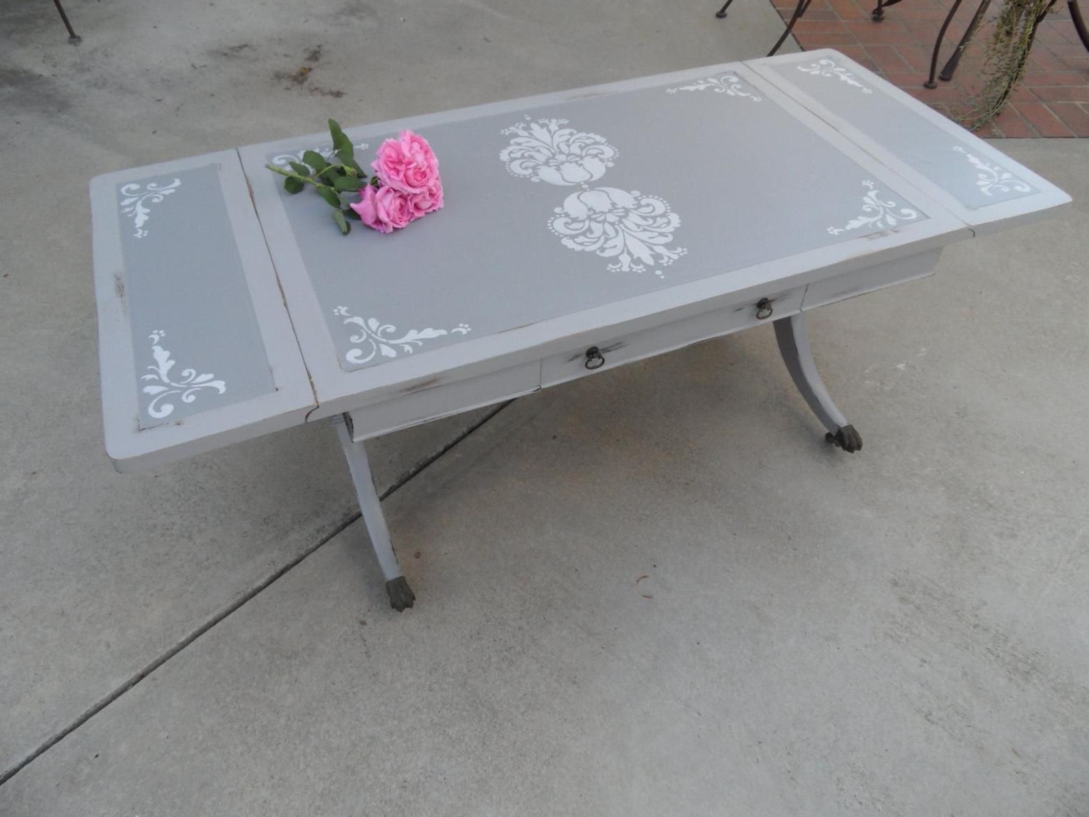 Latest Gray Drop Leaf Tables In Vintage Drop Leaf Table Grey Coffee Table Painted Gray (View 18 of 20)