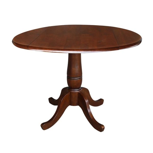 Latest Round Dual Drop Leaf Pedestal Tables Regarding 42" Round Dual Drop Leaf Pedestal Table – Espresso – On (View 15 of 20)