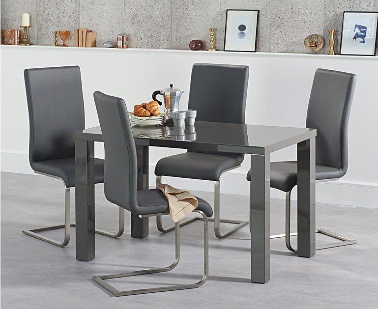 Most Current Atlanta 120cm Dark Grey High Gloss Dining Table With Pertaining To Glossy Gray Dining Tables (View 14 of 20)