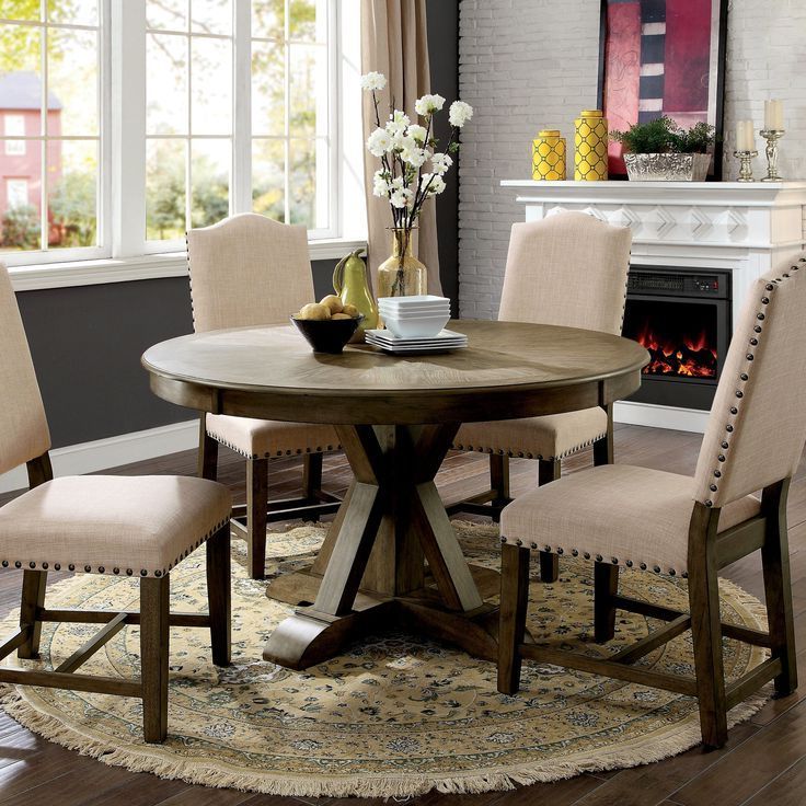 Most Current Light Brown Round Dining Tables With Furniture Of America Cooper Rustic Light Oak Round 54 Inch (View 9 of 20)