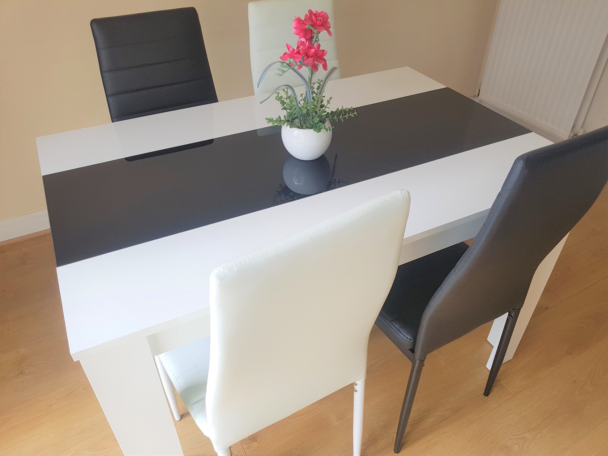 Most Current Modern White And Black Wood Dining Table 140cm Length With Regarding White And Black Dining Tables (View 5 of 20)