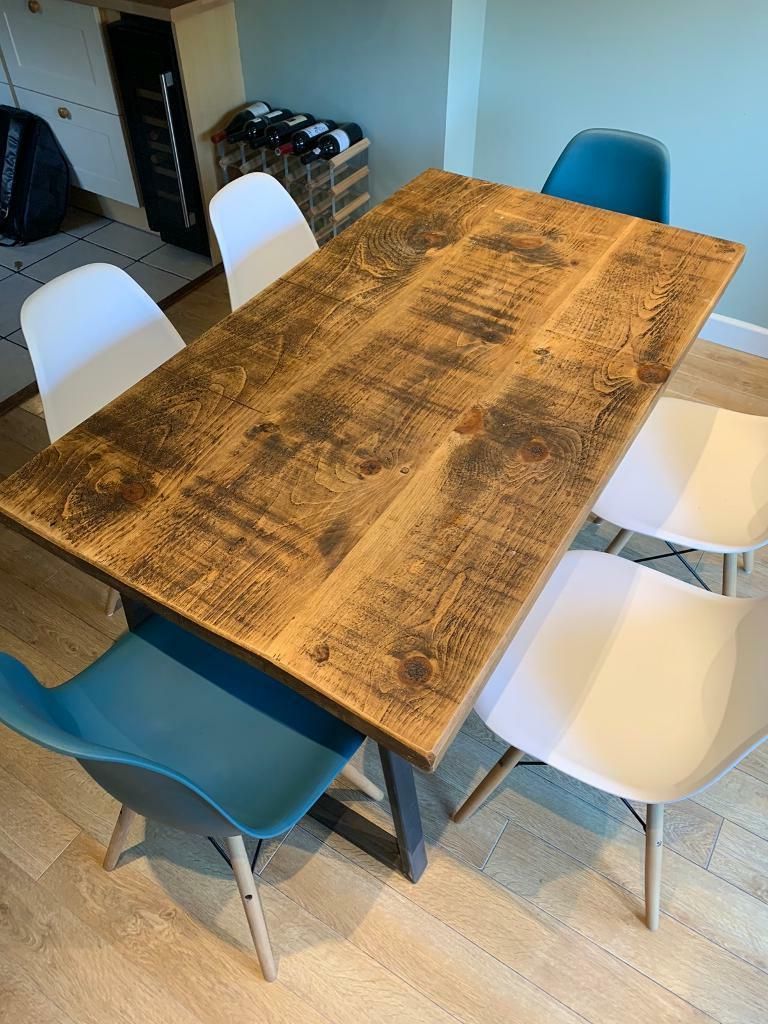 Most Current Rustic Honey Dining Tables Throughout Industrial Rustic Vintage Farmhouse Reclaimed Dining Table (View 18 of 20)
