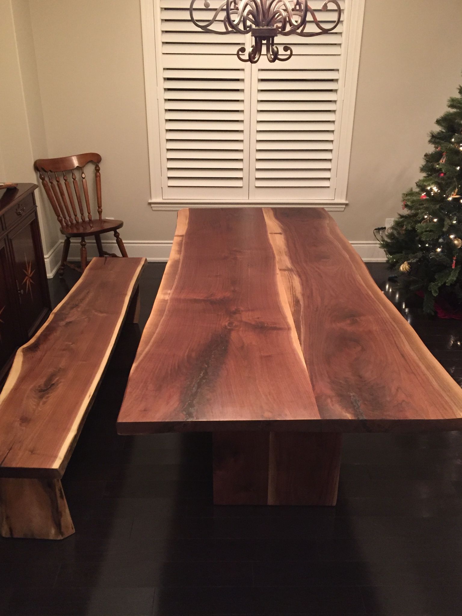 Most Popular Black And Walnut Dining Tables Inside Black Walnut Dining Table With Matching Baench (View 3 of 20)