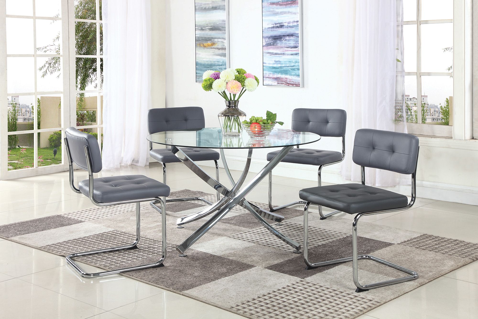 Most Popular Coaster Metal And Glass Round Dining Table With Chrome In Chrome Metal Dining Tables (View 3 of 20)