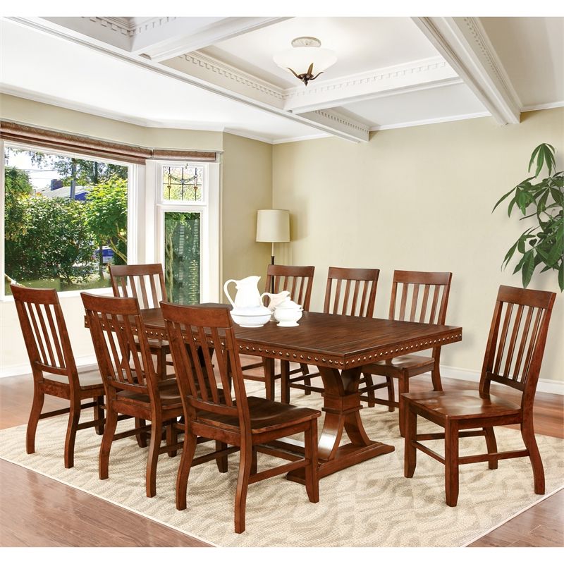 Most Popular Furniture Of America Duran Wood Pedestal Dining Table In With Regard To Dark Oak Wood Dining Tables (View 5 of 20)