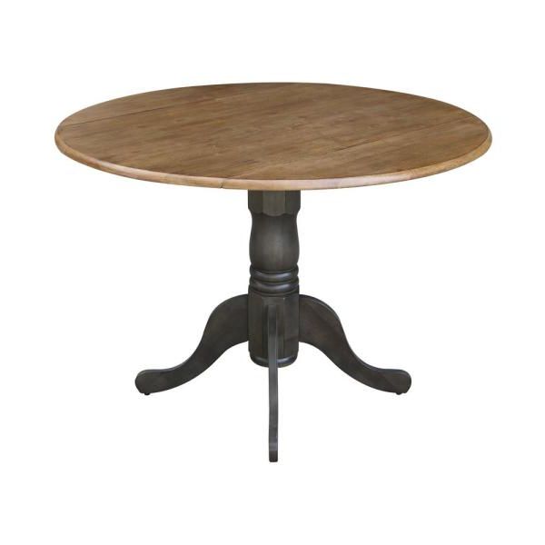 Most Popular Round Dual Drop Leaf Pedestal Tables For International Concepts Hickory / Coal 42 In (View 17 of 20)