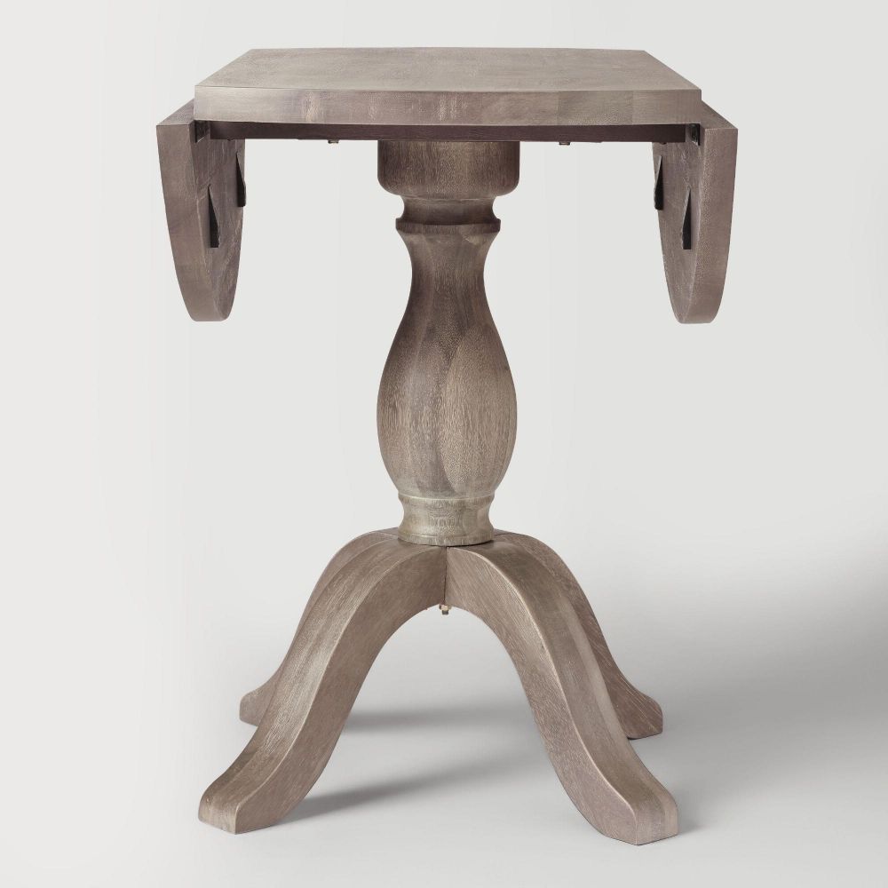 Most Popular Round Weathered Gray Wood Jozy Drop Leaf Table (View 5 of 20)