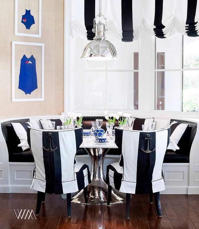 Most Recent White Corner Nooks Regarding Black And White Breakfast Nook – Cottage – Dining Room (View 17 of 20)