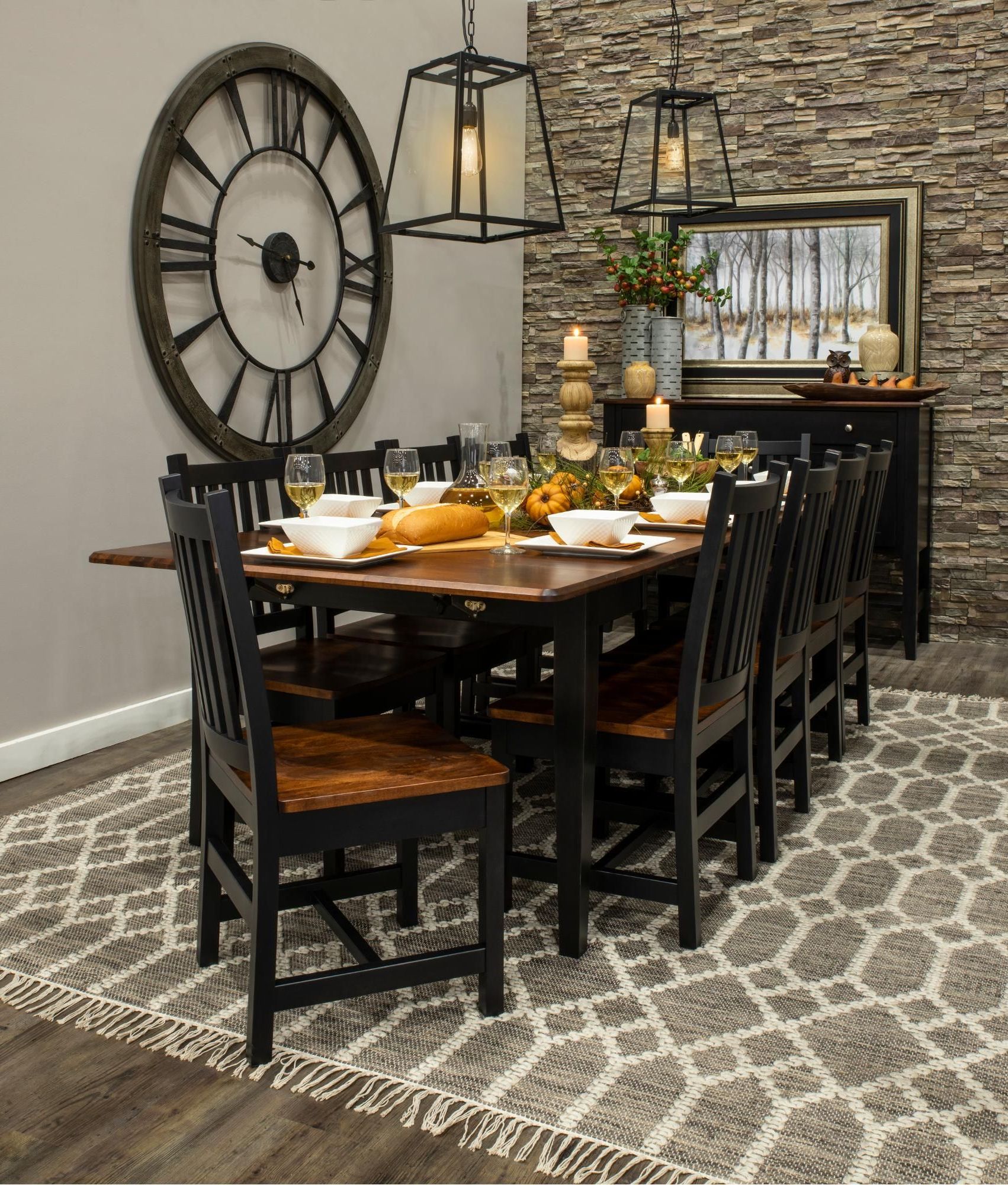 Most Up To Date Brown Dining Tables With Removable Leaves With Regard To Maple Two Tone 5 Leaf Dining Room Table – Saber (View 9 of 20)