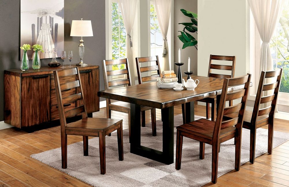 Most Up To Date Maddison Tobacco Oak/black Wood Dining Tablefurniture Inside Dark Oak Wood Dining Tables (View 6 of 20)