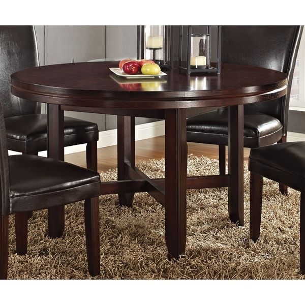 Newest Vintage Brown Round Dining Tables Within Hampton Dark Brown Cherry 52 Inch Round Dining Table (View 7 of 20)