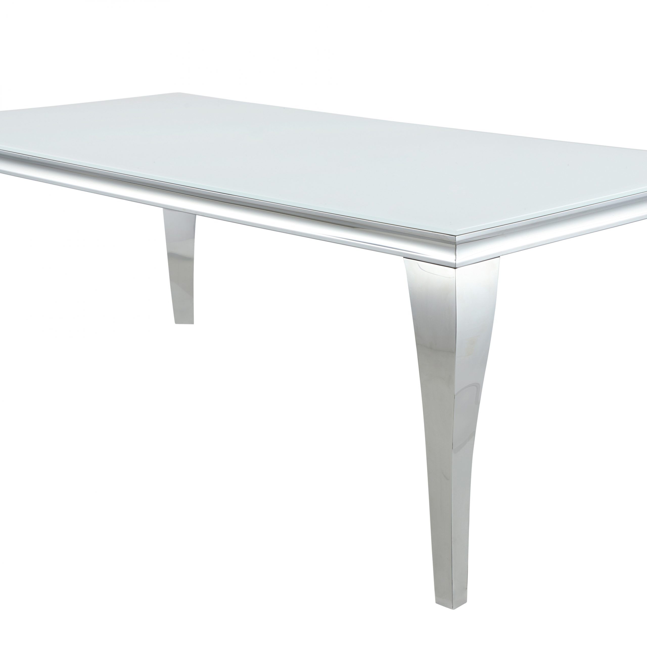 Popular Carone Rectangular Glass Top Dining Table White And Chrome Within White Rectangular Dining Tables (Gallery 19 of 20)