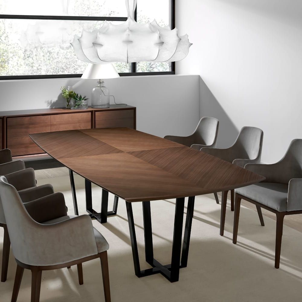 Popular London Collection Walnut Veneered Rectangular Designer Throughout Walnut And White Dining Tables (View 10 of 20)