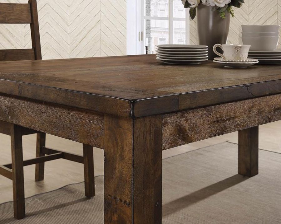 Preferred Natural Rectangle Dining Tables Pertaining To Coleman Rustic Golden Brown Wood Rectangular Dining Table (View 4 of 20)