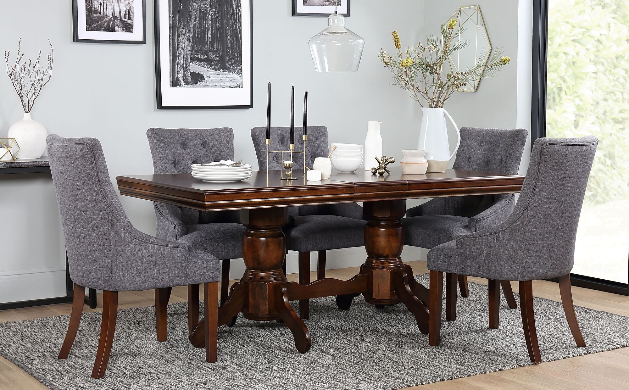 Recent Chatsworth Dark Wood Extending Dining Table With 6 Duke With Dark Hazelnut Dining Tables (View 10 of 20)