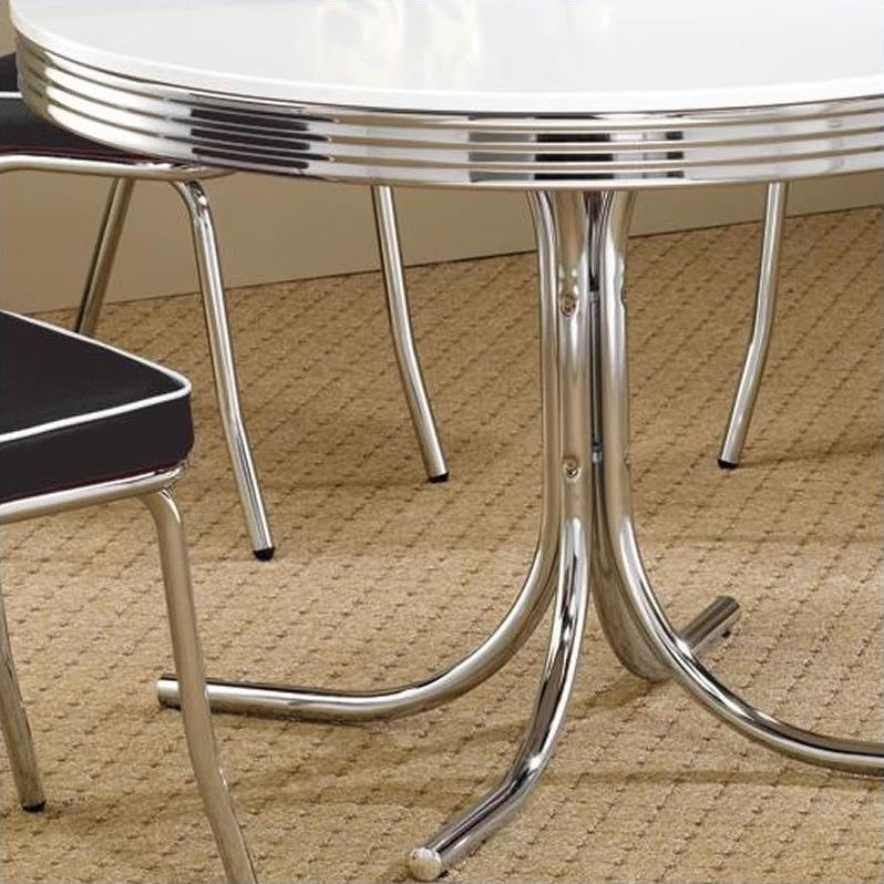 Recent Chrome Metal Dining Tables With Regard To Coaster Cleveland Round Chrome Plated Dining Table With (Gallery 20 of 20)