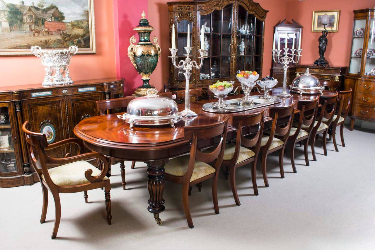 Recent Mahogany Dining Tables Pertaining To Vintage Victorian Mahogany Dining Table With 14 Chairs At (View 8 of 20)