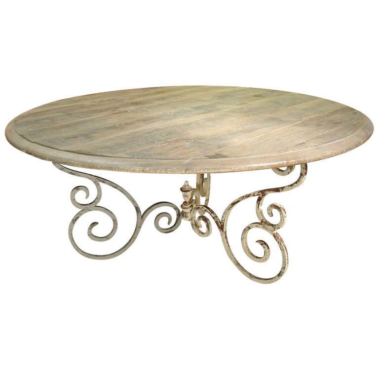 Reclaimed Teak And Cast Iron Round Dining Tables In Most Recent Round Antique Wood And Iron Dining Table From France At (View 14 of 20)