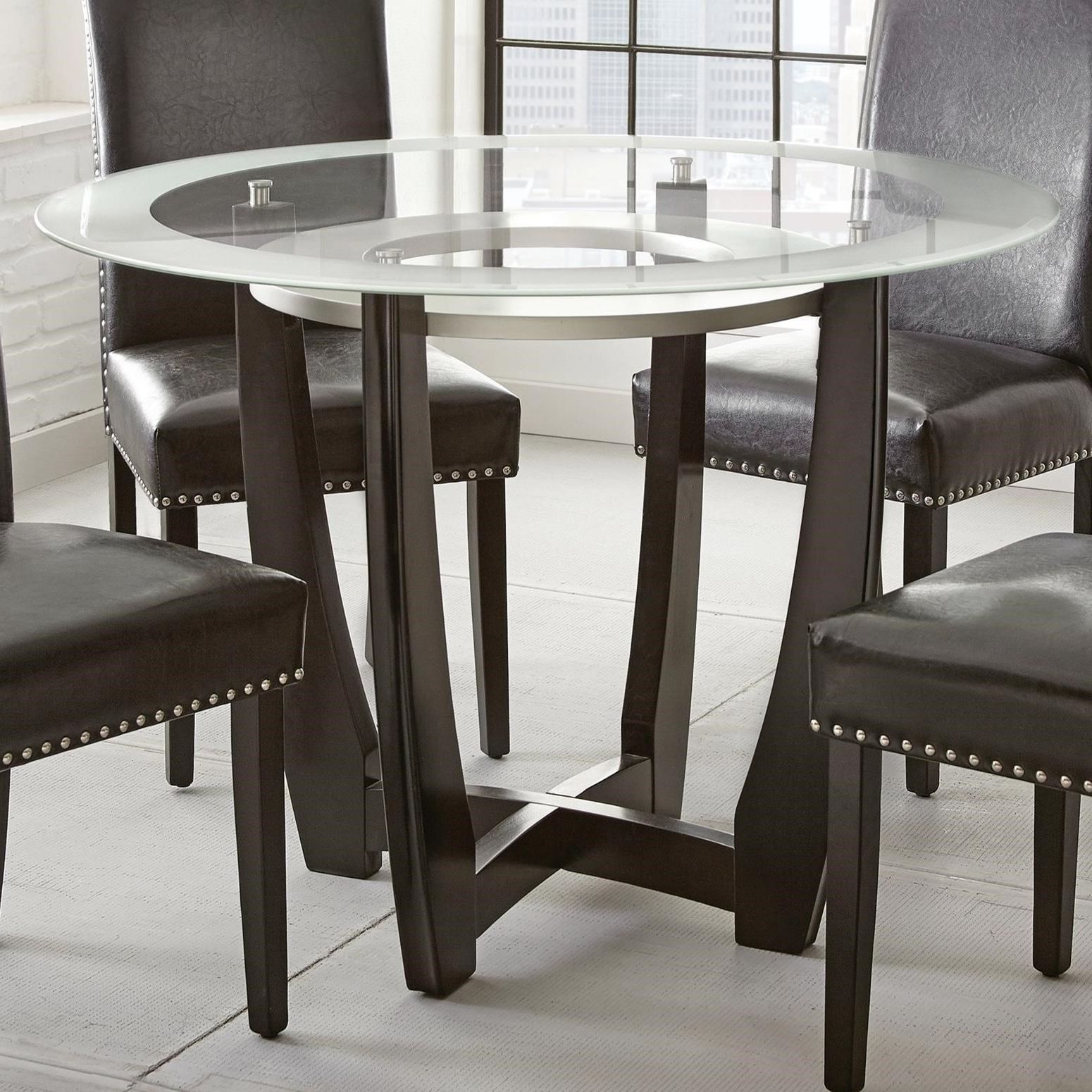 Silver Dining Tables With Latest Steve Silver Verano Contemporary 45" Round Glass Top (View 12 of 20)