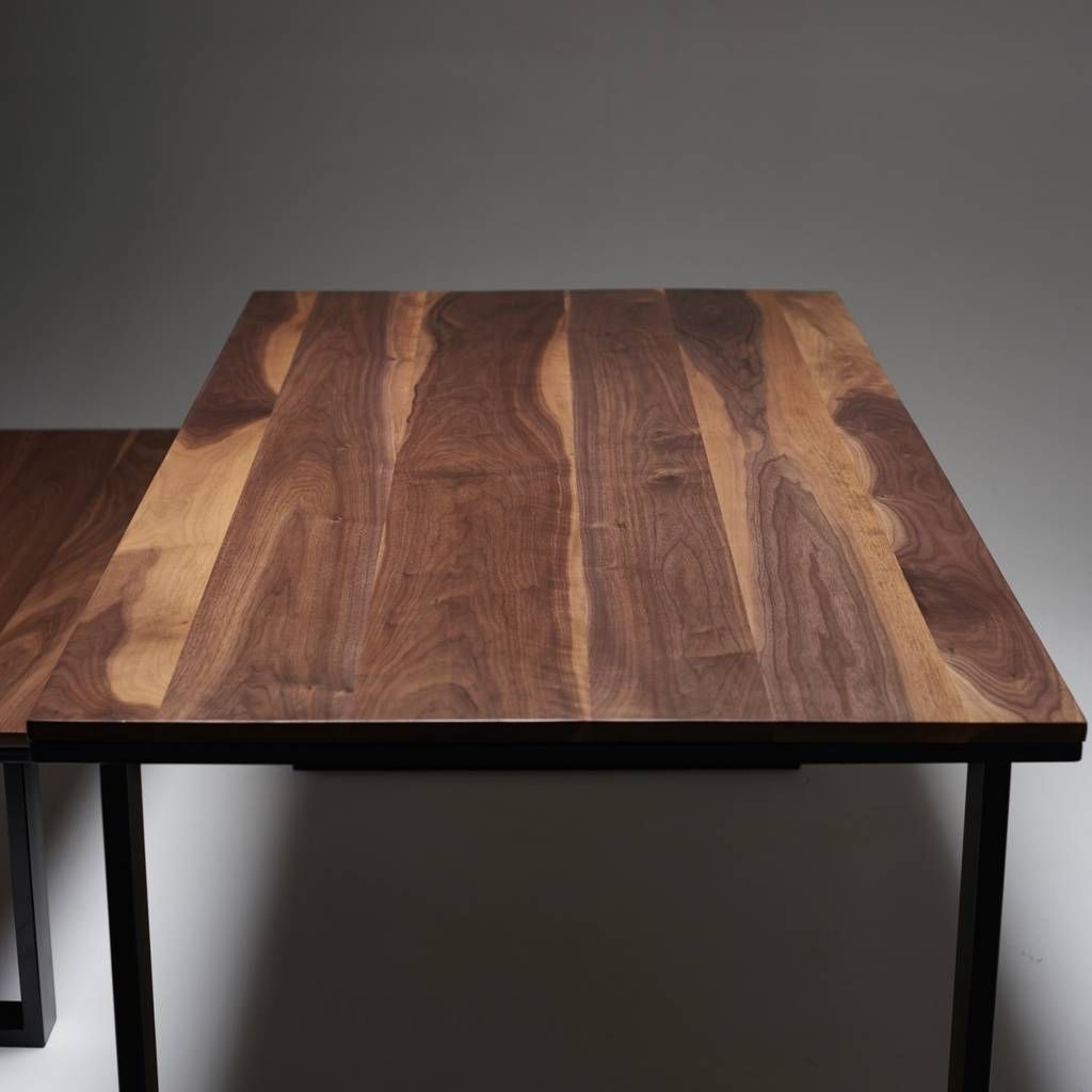 Solid Walnut Dining Table With Industrial Steel Legs Within Best And Newest Black And Walnut Dining Tables (View 14 of 20)
