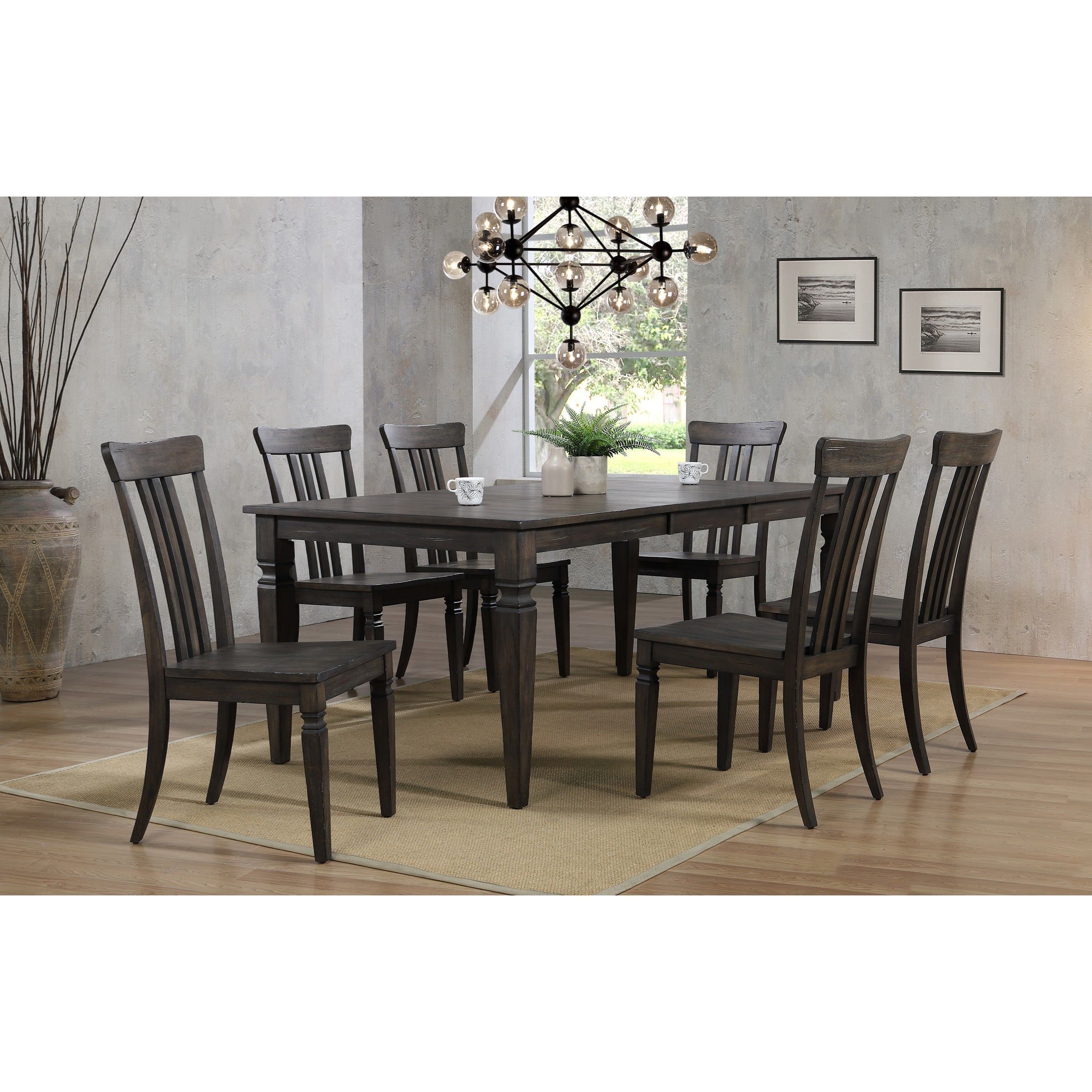 Trendy Brown Dining Tables With Removable Leaves Regarding Jordan Transitional 7 Piece Table And Chair Set With (View 8 of 20)