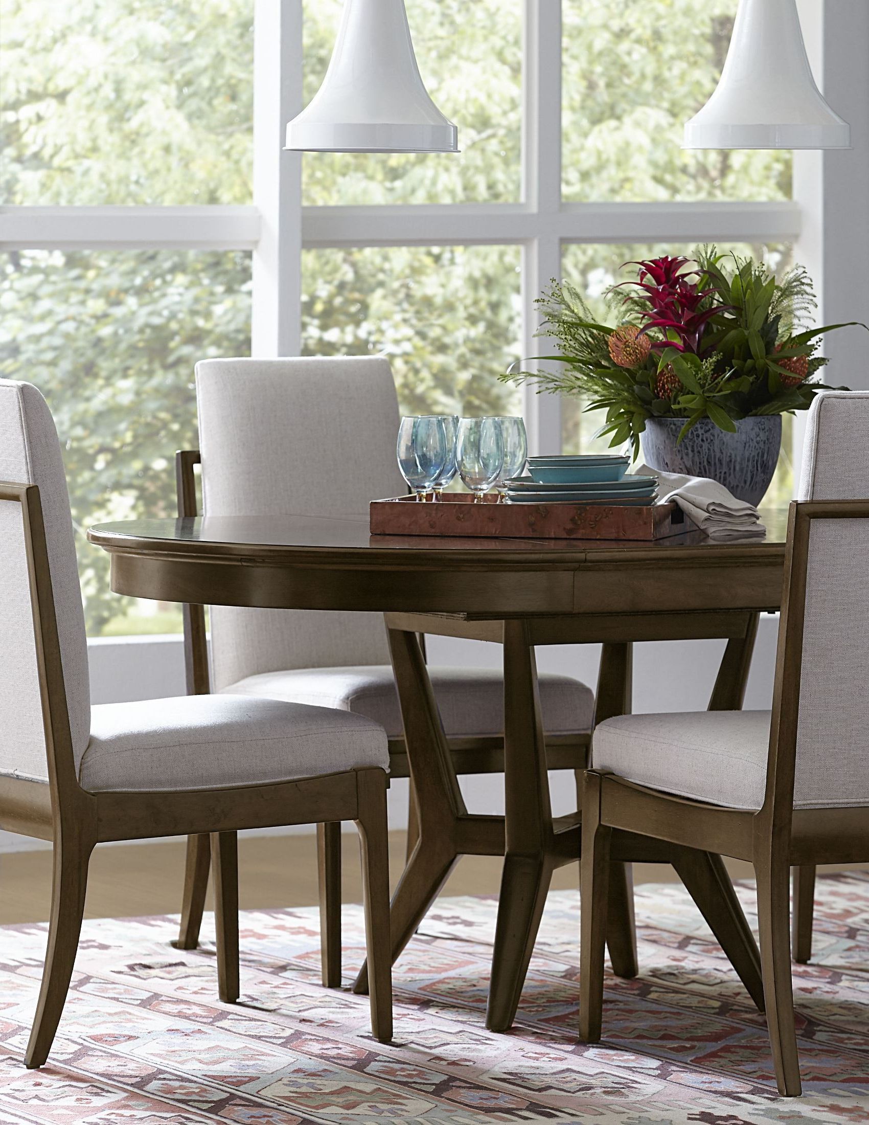 Walnut And White Dining Tables With Regard To Most Recently Released Santa Clara Burnished Walnut Extendable Round Dining Table (View 6 of 20)