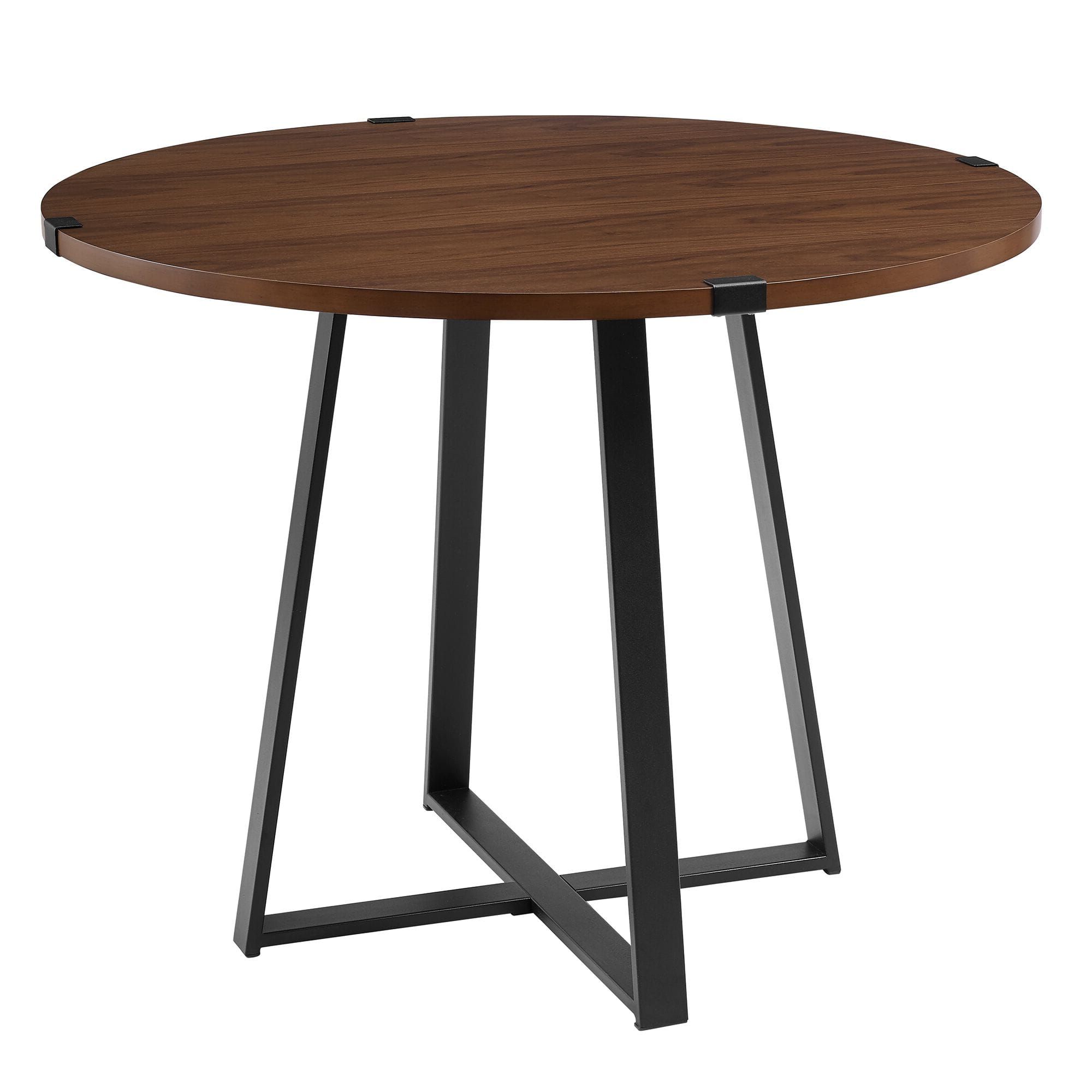 Walnut And White Dining Tables Within 2019 40 Inch Urban Industrial Metal Wrap Round Dining Table (View 7 of 20)