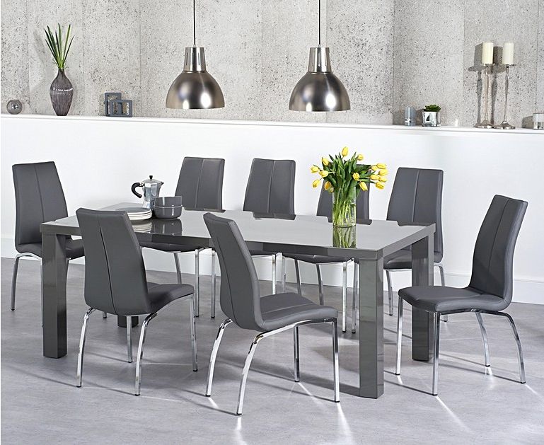 Well Known Atlanta 200cm Dark Grey High Gloss Dining Table With With Regard To Glossy Gray Dining Tables (View 12 of 20)