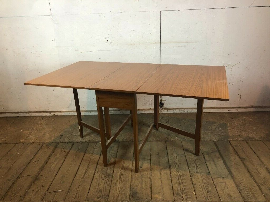 Well Known Brown Dining Tables With Removable Leaves With Vintage 1970's Brown Faux Wood Drop Leaf Extending Dining (View 7 of 20)