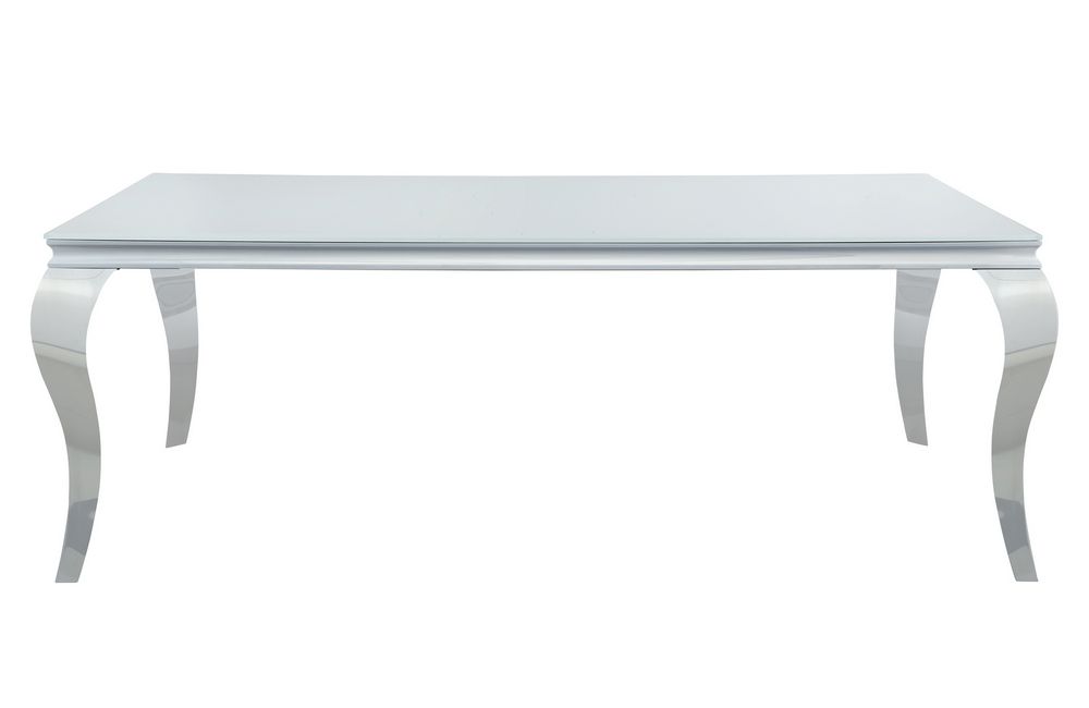 Well Known Chrome Metal Dining Tables With Carone White Glass/chrome Finish Metal 80"l Dining Table (Gallery 19 of 20)