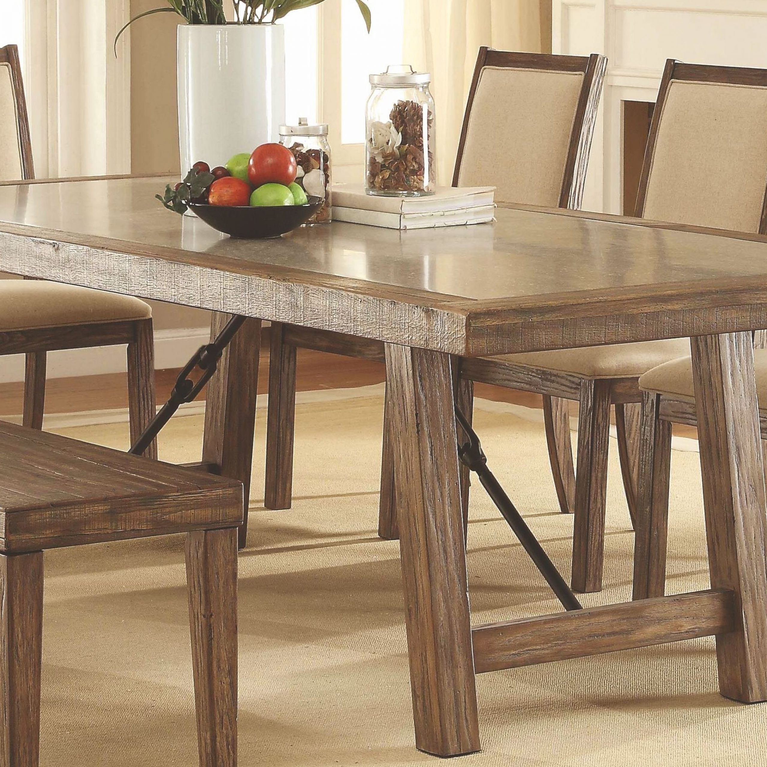Well Known Colettte Rustic Oak Rectangular Dining Room Set From In Natural Rectangle Dining Tables (View 15 of 20)
