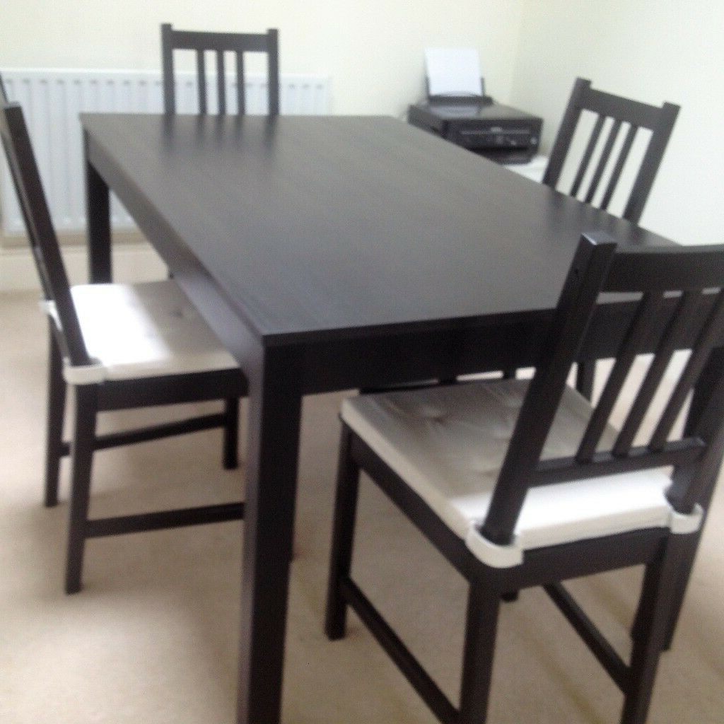 Well Known Ikea Brown/black Dining Table & 4 Chairs In Excellent With Brown Dining Tables (View 18 of 20)
