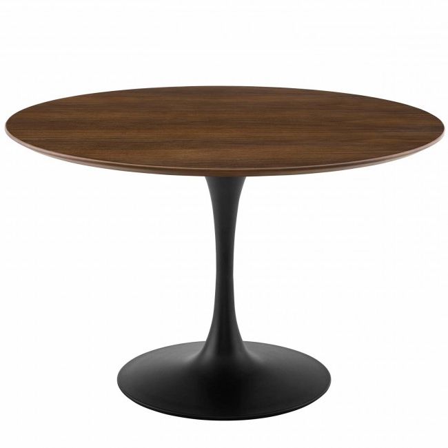Well Known Lippa Black Walnut 47 Inch Round Walnut Dining Table Eei With Walnut And White Dining Tables (View 16 of 20)