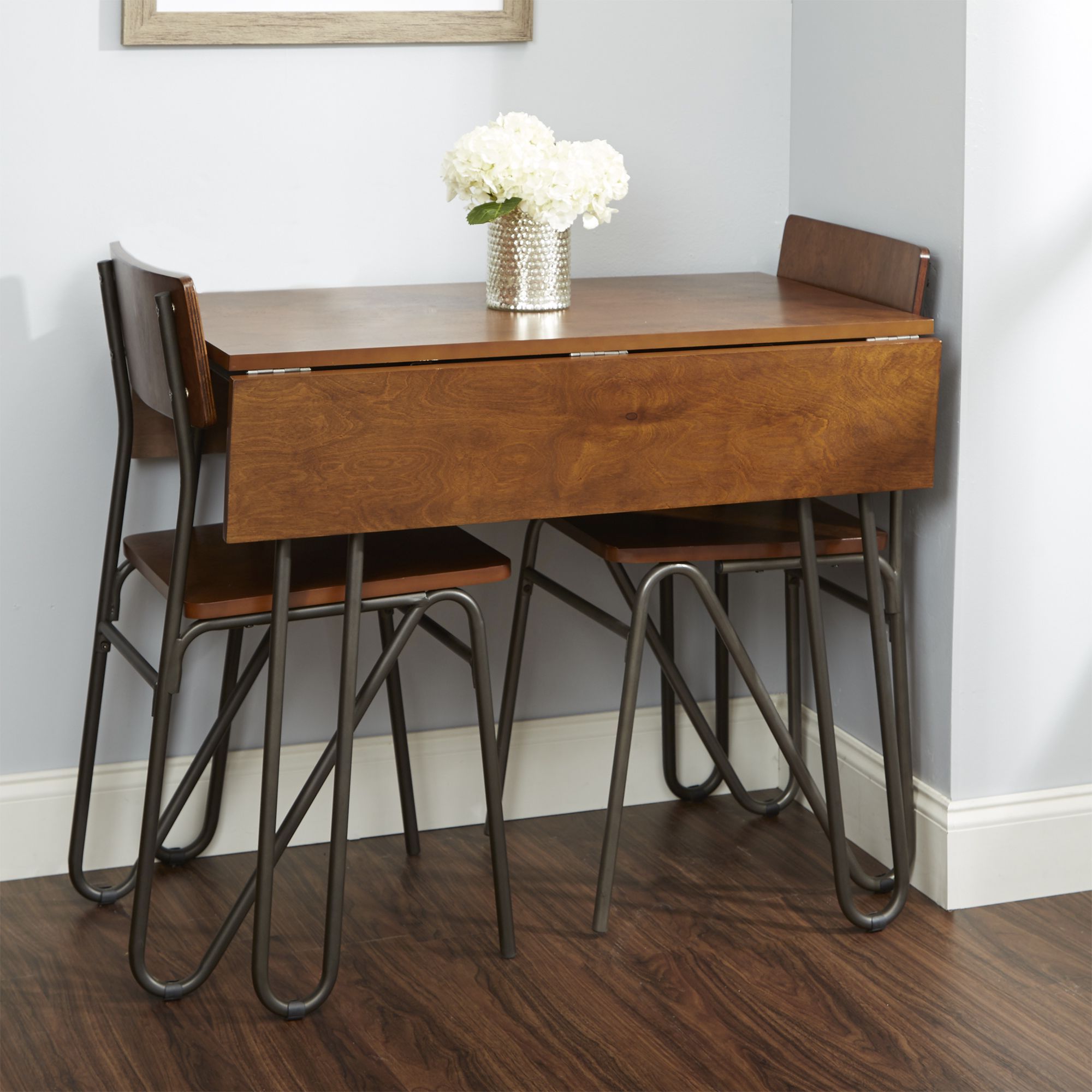 Well Known Round Hairpin Leg Dining Tables Inside Silverwood Henry Wood And Metal Drop Leaf Table With (View 17 of 20)