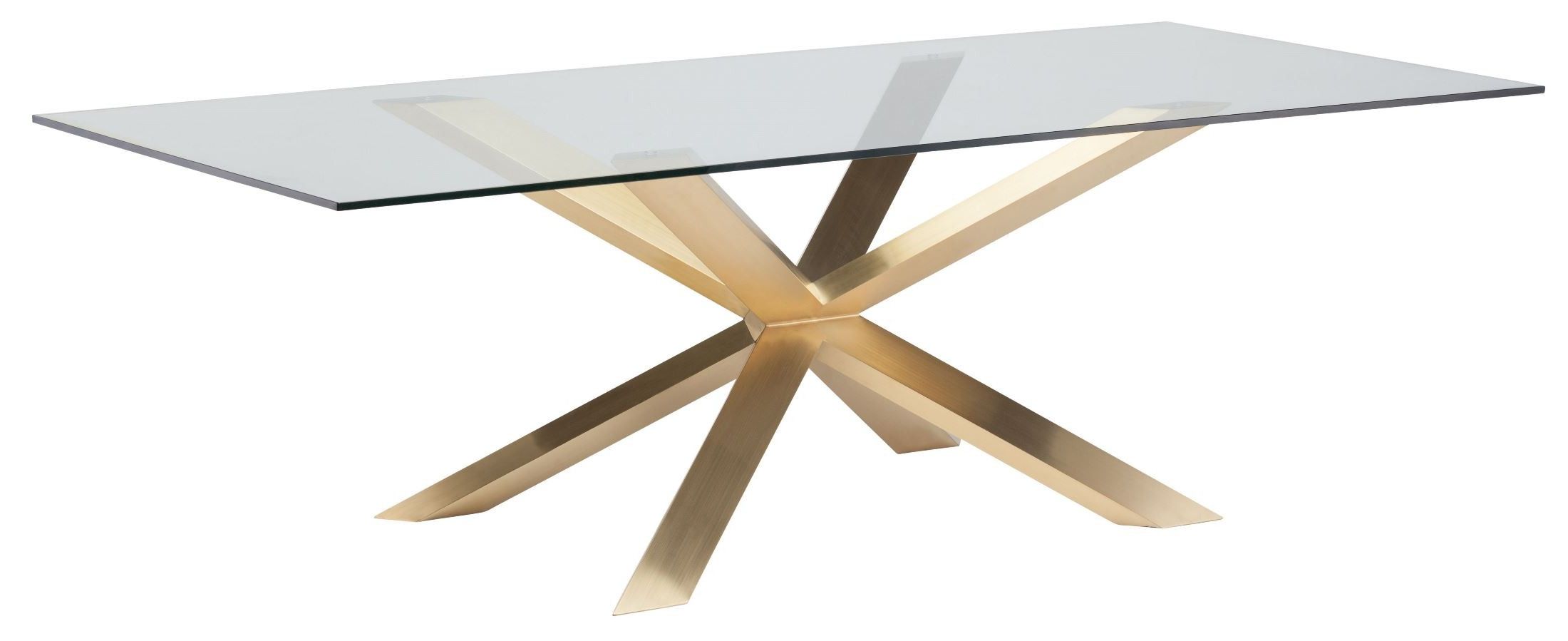 Well Liked Couture 94" Brushed Gold Clear Glass Dining Table From Pertaining To Gold Dining Tables (View 13 of 20)
