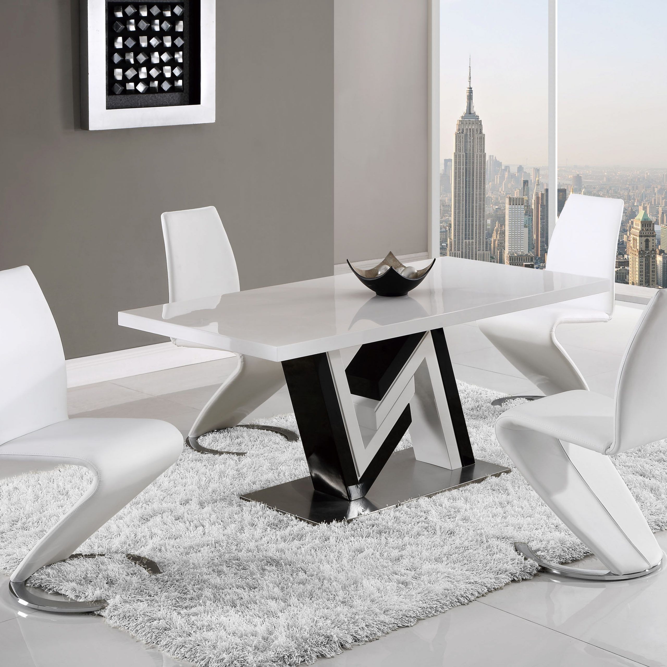 White And Black Dining Tables In Most Up To Date Unique Black And White Table With Curved White Leather (Gallery 7 of 20)