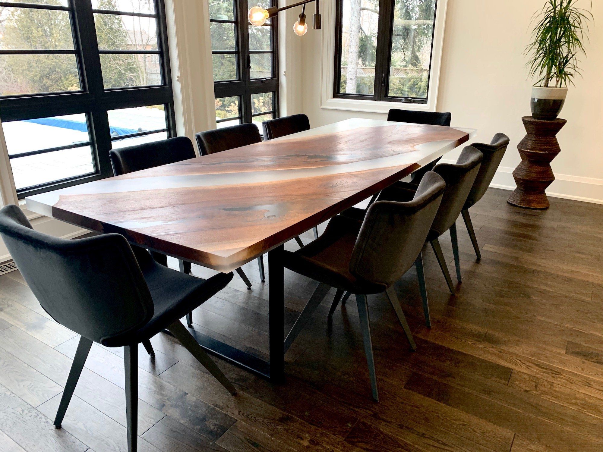 White And Black Dining Tables In Well Known Dining Table Black Walnut Wood With Black And White Epoxy (View 15 of 20)