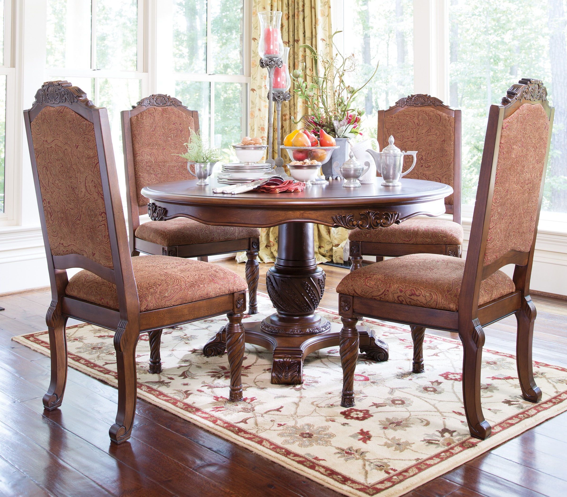 Widely Used North Shore Traditional Dark Brown Wood Round Pedestal Regarding Dark Brown Round Dining Tables (View 3 of 20)