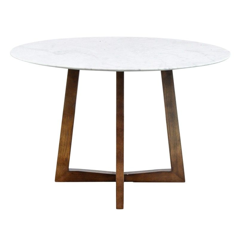 Zed Marble Top Timber Round Dining Table, 115cm, White Throughout Well Known Walnut And White Dining Tables (Gallery 20 of 20)